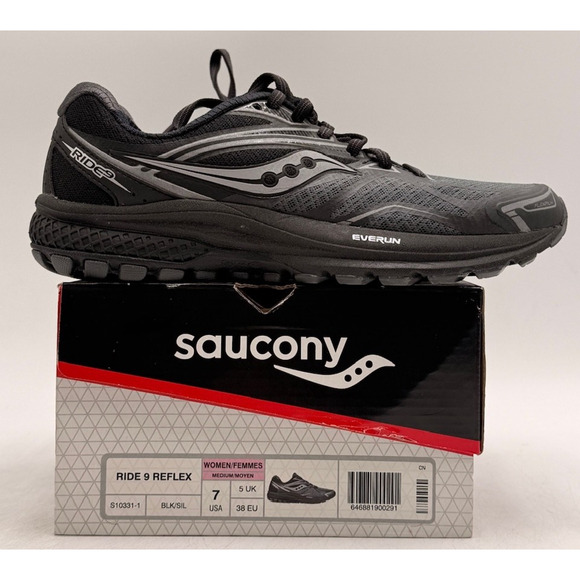 Saucony RIDE 9 REFLEX Women's NEW Running Sneaker Black US Size 7 - Picture 11 of 11